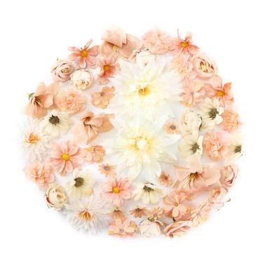 Imagem de 48 cabeças de flores falsas a granel, mini flor de seda sintética para artesanato, pequenas flores artificiais para guirlanda, boné de formatura, casamento, chá de bebê, decoração de festa em casa