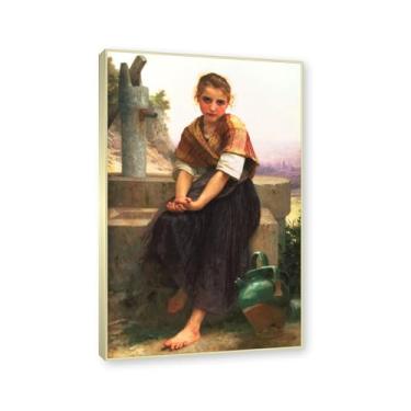 Imagem de NHLDZYH Moldura dourada champanhe. William Adolphe Bouguereau, impressão clássica, (o lançador partido), póster temático de mitologia grega, decoração de parede para cozinha, quarto. 70x112cm