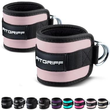 Imagem de Fitgriff® Tiras de tornozelo V1 para máquina de cabos (2 peças) - Equipamento de treino de ginástica - Acessório de polia de perna, alças de apoio (rosa blush)