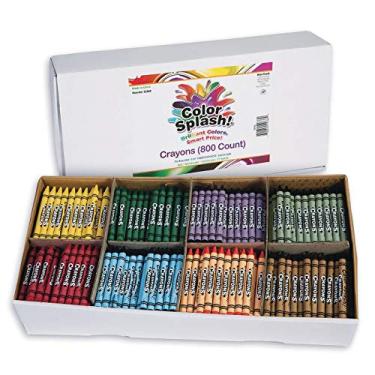 Imagem de S&S Worldwide Giz de cera Color Splash!®. Excelente qualidade, valor superior. Ótimo para salas de aula e grupos, caixa dividida para facilitar a classificação, inclui 100 de cada uma das 8 cores