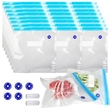 Imagem de MAXTBEE Sacos Sous Vide 24 peças, sacos de selagem a vácuo reutilizáveis de 28 x 25 cm, saco de armazenamento a vácuo de alimentos para cozinhar, armazenamento de alimentos e aquecimento de