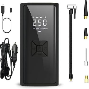 Imagem de Compressor de ar portátil para inflador de pneu, bomba de ar sem fio de 150 PSI para pneus de carro, bomba de pneu de bicicleta elétrica para carro, motocicleta, bicicleta, bola, com medidor de