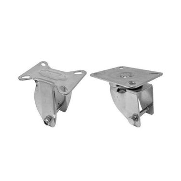 Imagem de Kit 2 un suporte garfo fixo e giratório 3 pol p/ rodízio - AJAX