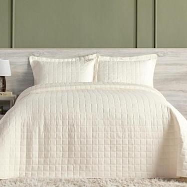 Imagem de Cobre Leito Queen Size 3 Peças Matelado 300 Fios Marfim - Enxoval Vip