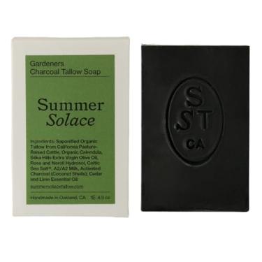 Imagem de Summer Solace Tallow Sabonete totalmente natural para rosto e corpo, esfoliante de tijolos, limpeza profunda e calmante para secar e trabalhar, sabão em barra de carvão ativado pelas mãos, 100 ml