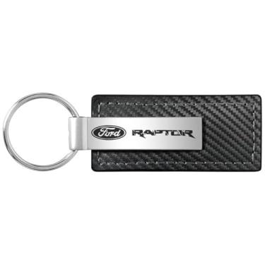 Imagem de AU-TOMOTIVE GOLD, INC. Chaveiro de couro de fibra de carbono preto oficialmente licenciado para Ford Raptor