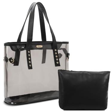 Imagem de Abuyall Bolsa transparente para mulheres bolsa de ombro impermeável grande bolsa de praia, Bolsa transparente na bolsa preta, Large