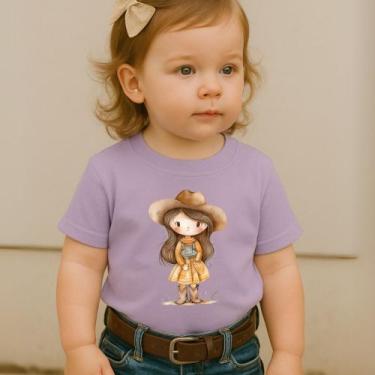Imagem de Camiseta Blusa Infantil Feminina Estampa Menina Fazendeira 020 Country