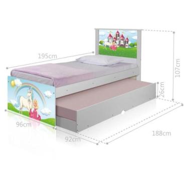 Imagem de Bicama Juvenil com Cabeceira Adesivada Princesa Encantada - CASA H