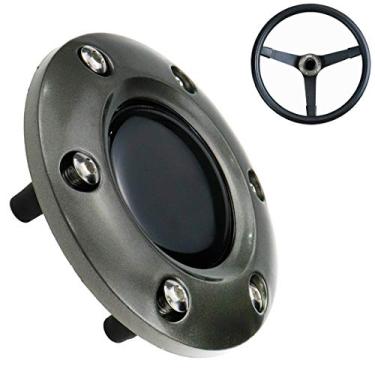 Imagem de Modengzhe Tampa de plástico cinza com ajuste universal, botão de buzina de volante com 6 parafusos para carro, 85 mm de diâmetro