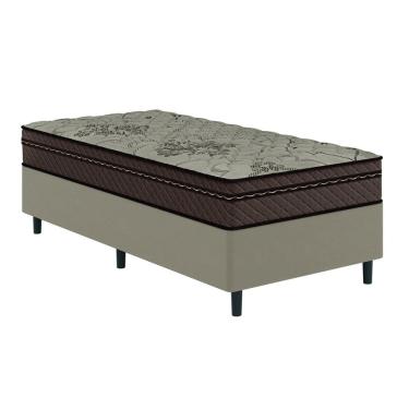 Imagem de Cama Box Solteiro Colchão Com Molas Ensacadas Tokio 88x188x63cm Marrom/Bege Umaflex