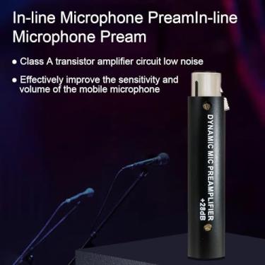 Imagem de Profissional Microfone de baixo ruído Pré -amplificador Dinâmico Dinâmico Pré -amplificador Alto ganho de 28db XLR Conexão para gravação de estúdio Performance ao vivo Karaoke