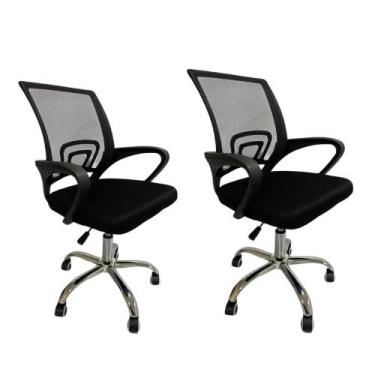 Imagem de Kit 2 Cadeira de Escritório Giratória com Base Cromada SLO-111 - FT