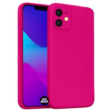Imagem de Capa Case Capinha Para iPhone 11 Silicone Com Bordas Elevadas Aveludada Forro Premium (ROSA NEON)