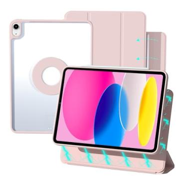 Imagem de ZENLU Capa magnética para iPad 10ª geração com capa removível, couro semi-silicone premium, suporte vertical, traseira transparente, inteligente hibernar/despertar, capa protetora completa para iPad