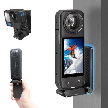 Imagem de REYGEAK Suporte magnético Insta360 X4, suporte magnético de direção com garra dupla para GoPro 13/12/11/10/9