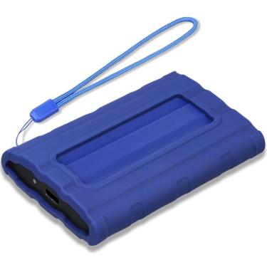 Imagem de Lacdo Bolsa de transporte em silicone para Samsung T7 Shield Portable SSD 1TB 2TB 4TB External Solid State Drive, capa protetora em silicone macio para SSD T7 Shield, com cordão, Azul