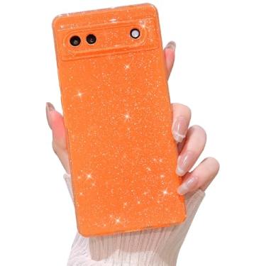 Imagem de MINSCOSE Capa compatível com Google Pixel 6a, linda capa brilhante de TPU fina e fina à prova de choque para mulheres e meninas para Google 6a 6,1 POLEGADAS-Laranja