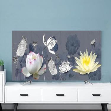 Imagem de Capa de TV para ambientes internos para TV, protetor de tela à prova de poeira para TVs LED/LCD, capa de tela de parede e mesa, acessório de decoração de sala de estar - flor||75 polegadas