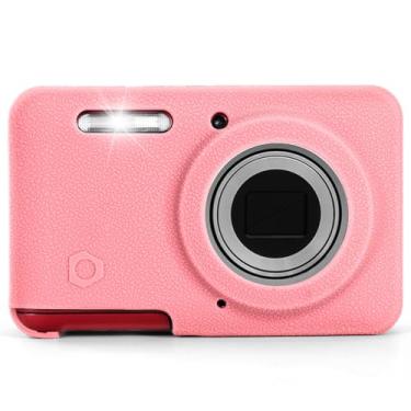 Imagem de Capa de silicone macio compatível com câmera digital Kodak PIXPRO FZ55, capa de silicone de couro de grão superior (rosa giz)