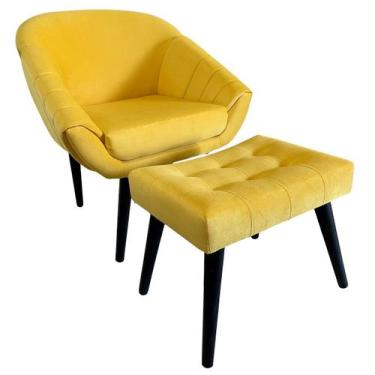 Imagem de Kit Poltrona Giovana Puff Capitonê Luxo e Almofadas em Sued Premium - 