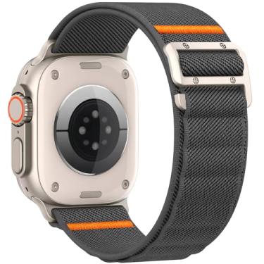 Imagem de Pulseira esportiva compatível com Apple Watch Ultra 2 de 49 mm, 46 mm, 45 mm, 44 mm, 42 mm, 41 mm, 40 mm e 38 mm, masculina, pulseira de nylon elástico com gancho G para iWatch séries Ultra 10, SE 9