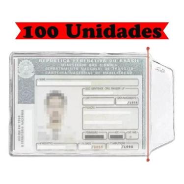 Imagem de Kit 100 Capas Porta Documentos CNH Tamanho 6,5x9cm Plástico Resistente
