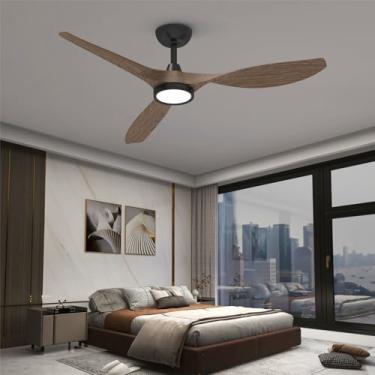 Imagem de Roomratv Ventiladores de Teto com Luzes e Controle Remoto, Ventiladores de Teto Internos com Grande Fluxo de Ar de 52" com Motor Dc Silencioso e Pás de Ventilador Abs Silenciosas com Temperatura de 3