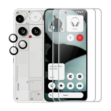 Imagem de Fhyeugfy Protetor de tela de vidro temperado compatível com Nothing Phone 3 com protetor de lente de câmera, dureza 9H, antiarranhões, alta definição (pacote com 2 + 3)