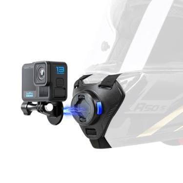 Imagem de Suporte magnético para capacete de motocicleta SOH, suporte para capacete de motocicleta compatível com Go Pro13/12/11/10/9, DJI Action 5 Pro/4/3, Insta360 ONE R, AKASO/Campark/YI e mais