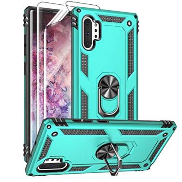 Imagem de Androgate Capa para Samsung Galaxy Note 10 Plus, capa Note10+ com protetores de tela HD, suporte de anel de metal de nível militar com suporte de suporte testado contra quedas à prova de choque para