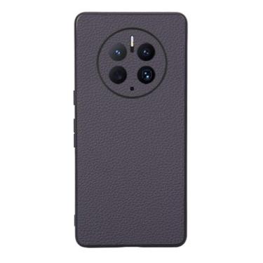 Imagem de Capas Compatível com HUAWEI Mate 50 PRO,Design de grão levantado de superfície,Proteção contra queda,Anti impressão digital,Anti arranhões,Aparência de couro de imitação de plástico macio-Grey