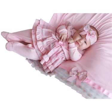 Imagem de Saída de Maternidade Menina Charlotte Rosa 04 Peças - Amora Baby Enxov