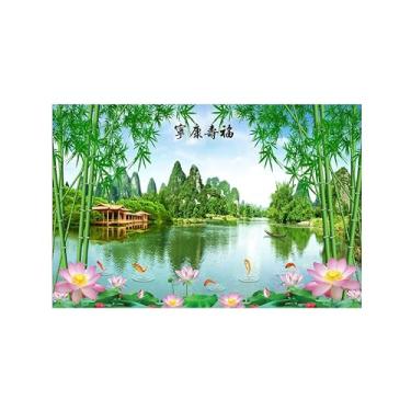 Imagem de Paisagens Pintura em Tela-Lago bambu lótus-Arte Parede Natureza-Pôster Decoração Sala de Estar Banheiro 20x30cm Sem Moldura