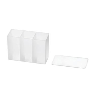 Imagem de Organizador de batom montado na parede Translúcido 3 grade suspensa porco de maquiagem para um armazenamento de lápis de sobrancelha Plástico de armazenamento cosmético 5,5 x 9 x