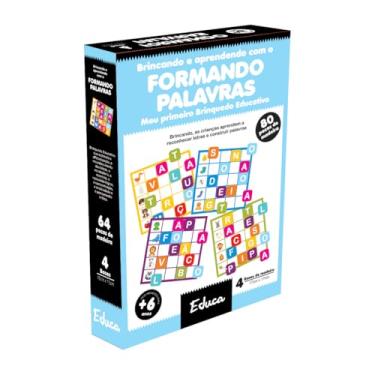 Imagem de Brinquedo Educativo Formando Palavras Pedagógico 84 peças de Madeira jogo Alfabetização