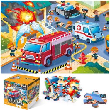 Imagem de Jumbo Floor Puzzle IFLOVE Fire Rescue Firefighter 48 unidades para cri