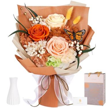 Imagem de Buquê de flores preservadas MAMAMIKO 3 rosas com borboleta