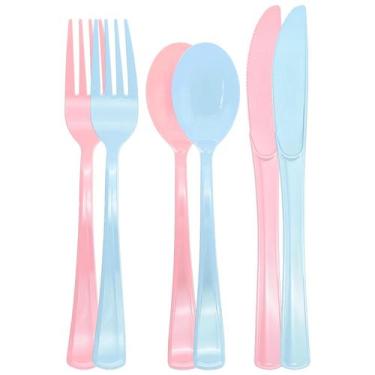 Imagem de Conjunto de talheres joy akkess rosa e azul, 150 unidades para revelar