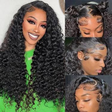 Imagem de Perucas frontais de renda SQU&CIR Deep Wave 100% cabelo humano 20"