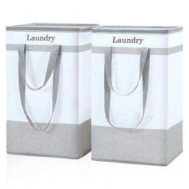 Imagem de Cesto de roupa suja FairyHaus 100L, pacote com 2 alças fáceis de trans