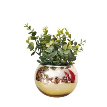Imagem de Arranjo de flores verdinhos no vaso de vidro espelhado - La Caza Store