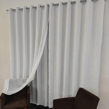 Imagem de Cortina Para Sala Voal Linho Com Blecaute Tecido Luxo 8,00x2,80 - Salv