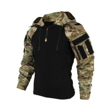 Imagem de Camisa Tática Masculina de Combate - Camuflada, 1/4 de Manga Com Zíper