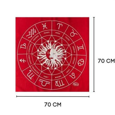 Imagem de Toalha Jogo De Cartas Zodíaco 70 X 70 Cm Vermelha - Meta Atacado