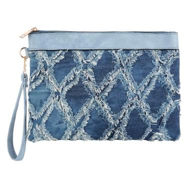 Imagem de Zeph Hosea Bolsa feminina jeans clutch clutch carteira com zíper Jean Envelope, Azul
