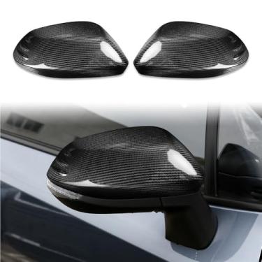 Imagem de 2 peças de acabamento de espelho retrovisor dianteiro elétrico dobrável esquerdo e direito em fibra de carbono real para carro, compatível com Toyota Corolla sedan/hatchback 2019+ Yaris GR 2020+