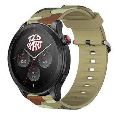 Imagem de Pulseira de Silicone Esportiva e Camuflada Marca 123Smart Compatível com GTR4 GTR 4 A2166 / GTR3 / GTR 3 Pro/GTR 2 / GTR 2e / Stratos 2 2s 3