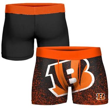 Imagem de FOCO Cueca boxer masculina oficialmente licenciada pela NFL com logotipo primário para fãs de futebol - Cincinnati Bengals - Grande