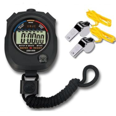 Imagem de Cronômetro Digital + 2 Apitos Metal Profissional Com Cordão